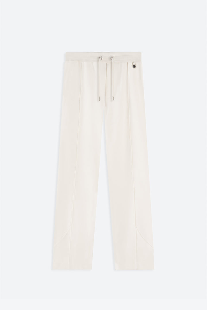 Beige pants with drawstring on a white background