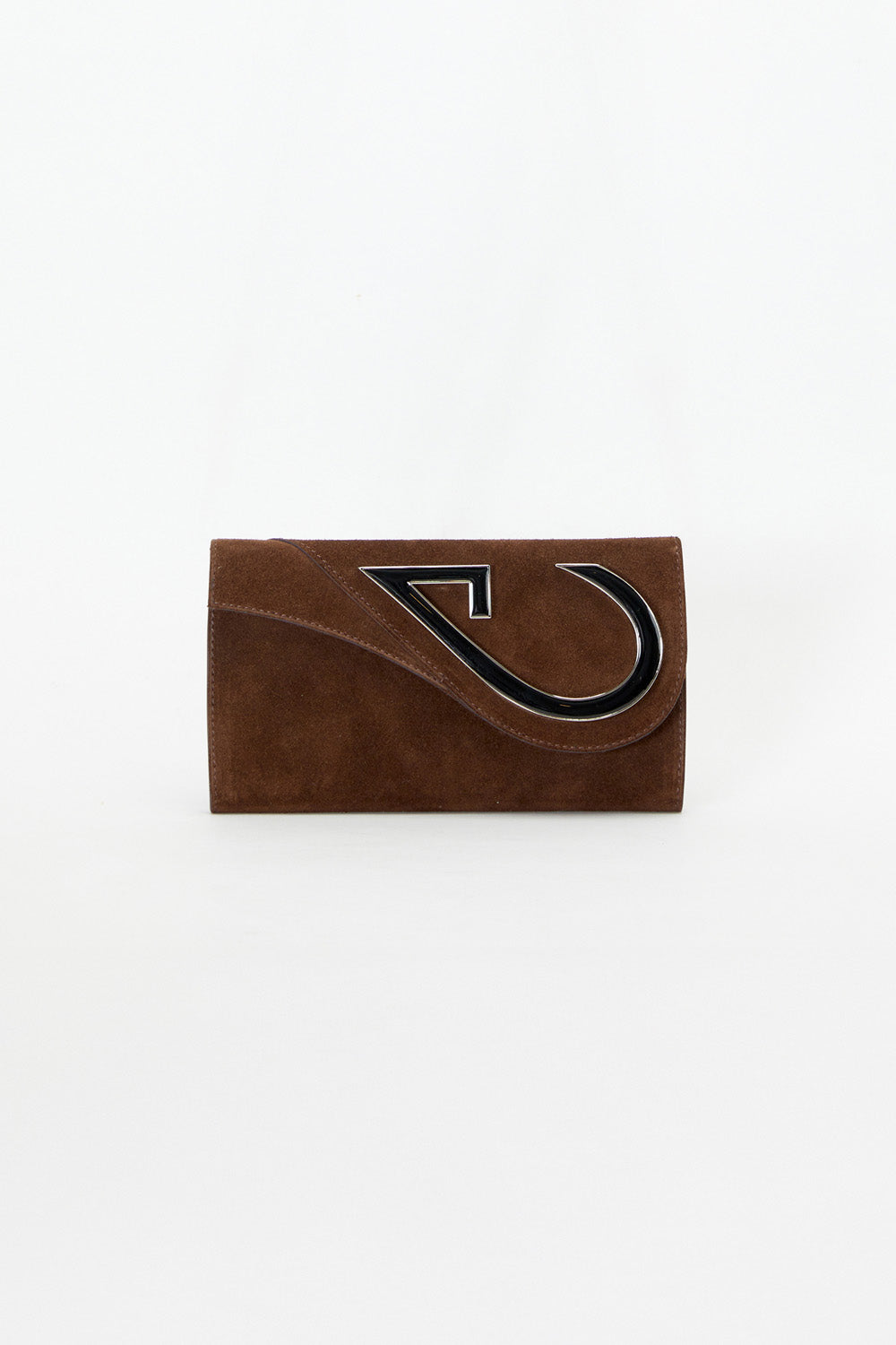 Brown wallet with a unique design on a white background