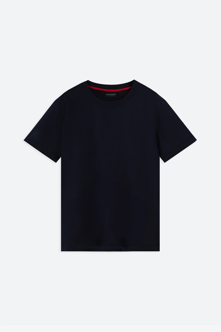 Black t-shirt on a light gray background