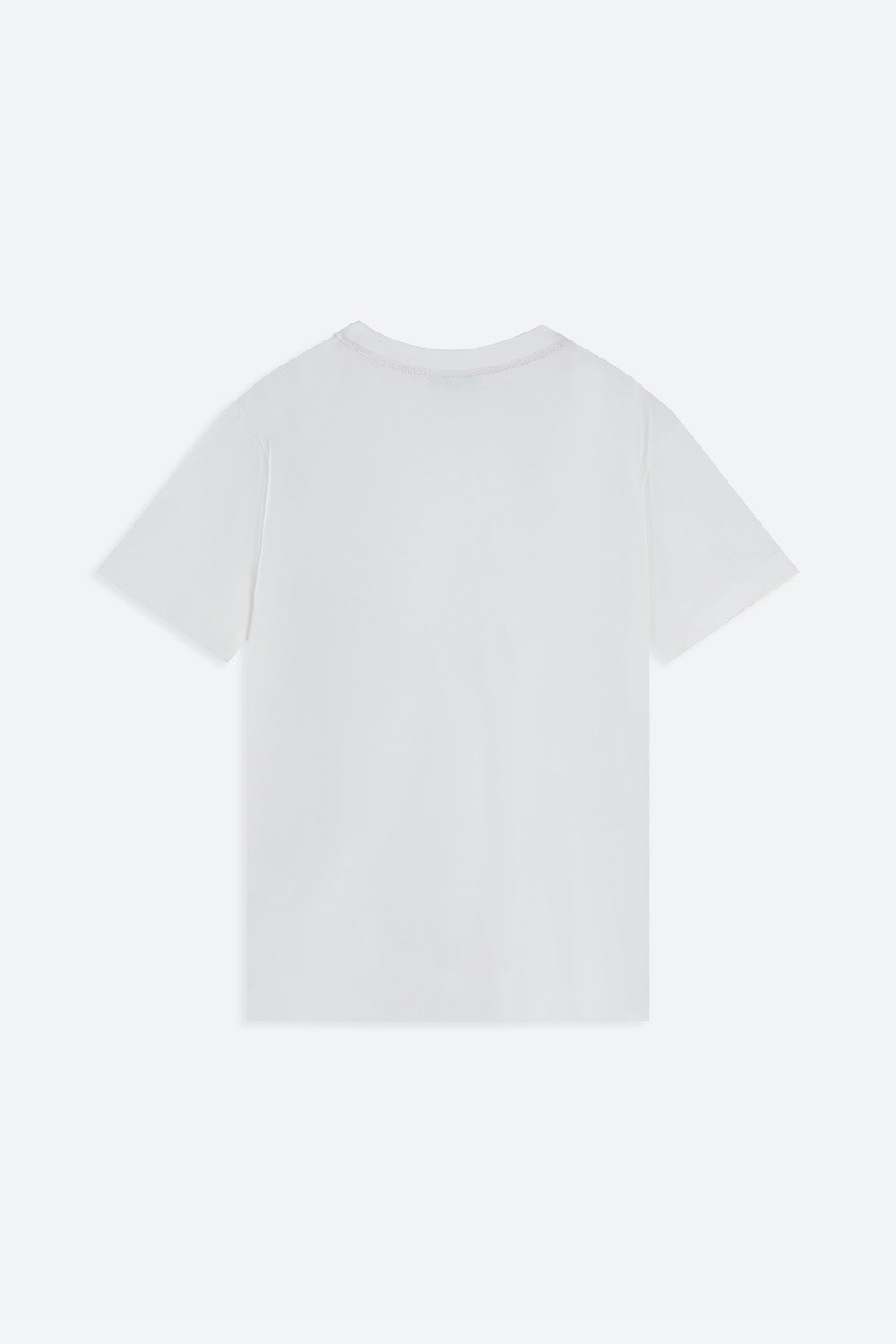 Plain white t-shirt on a light gray background