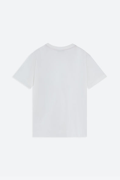 Plain white t-shirt on a light gray background