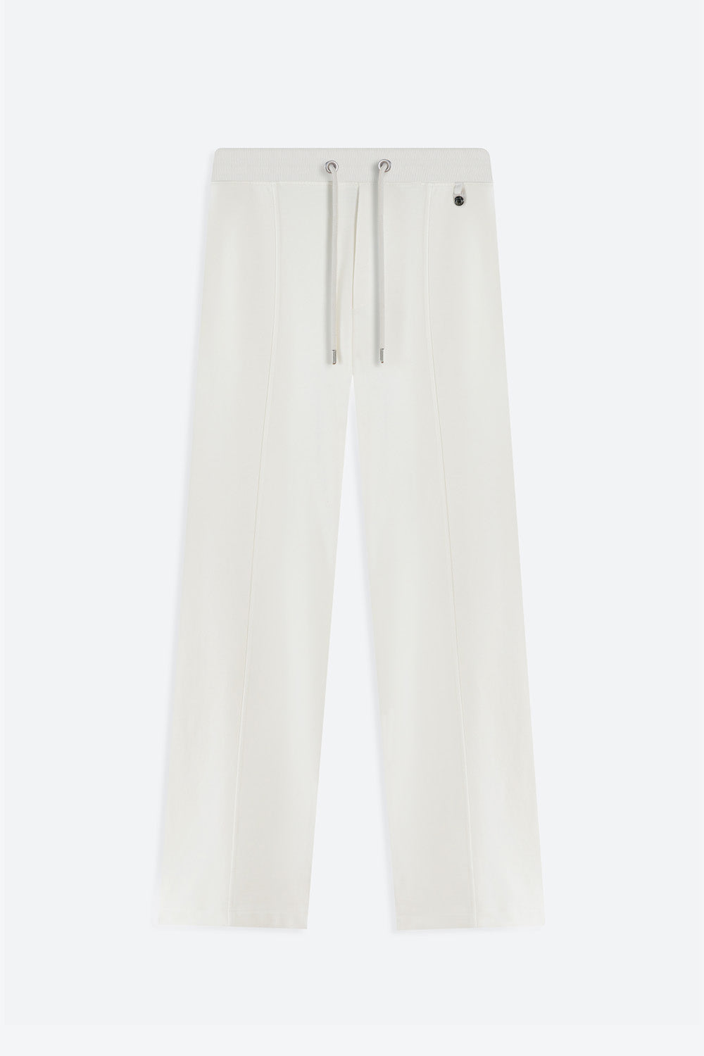 White pants with a subtle pattern on a white background