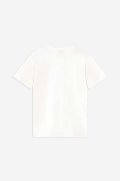 White t-shirt on a light gray background