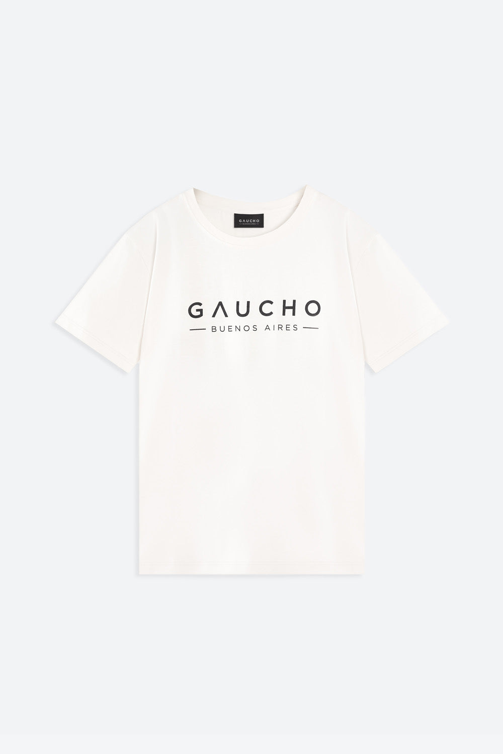 White t-shirt with 'Gaucho Buenos Aires' text on a white background