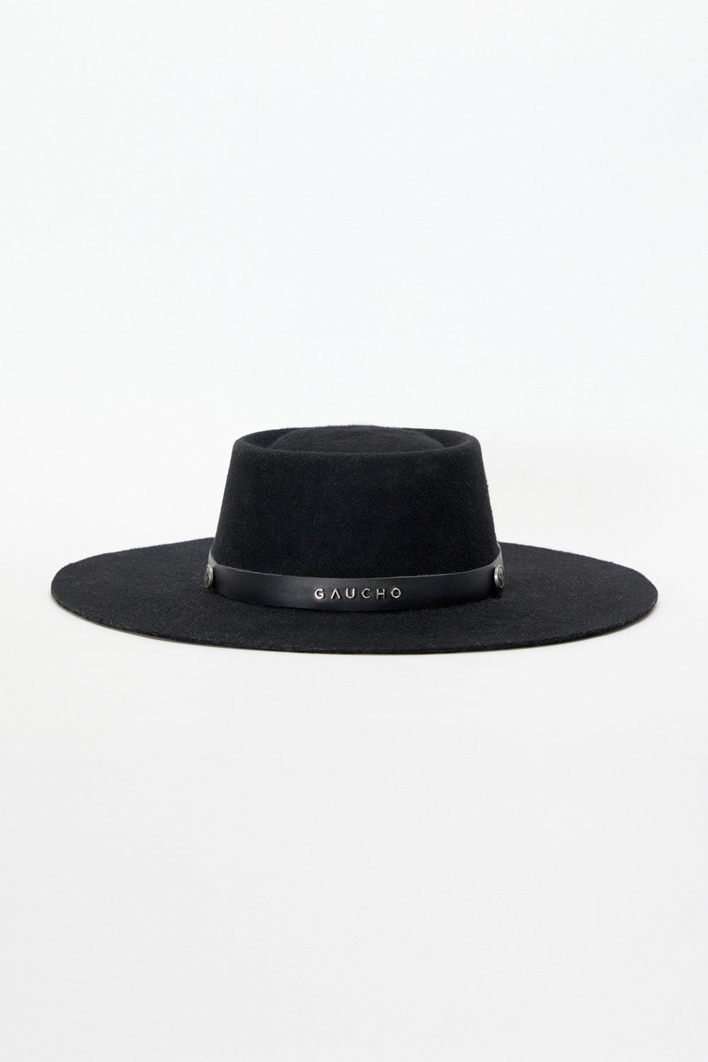 Black fedora hat with a brand logo on a white background