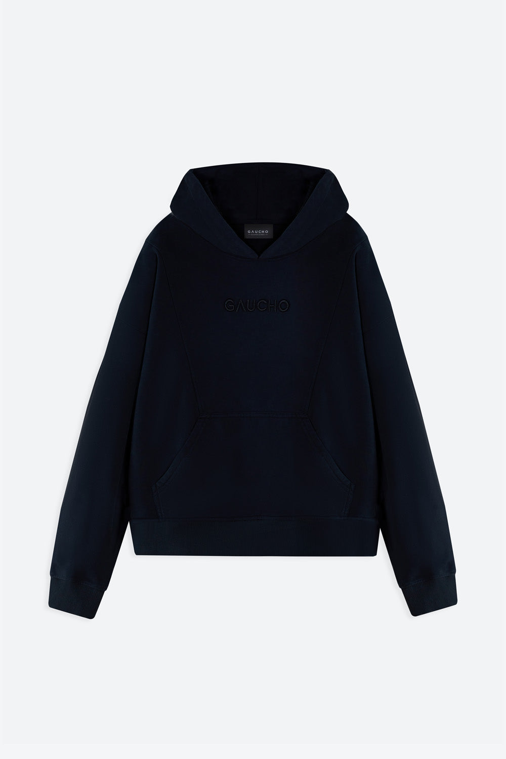 Black hoodie on a light gray background