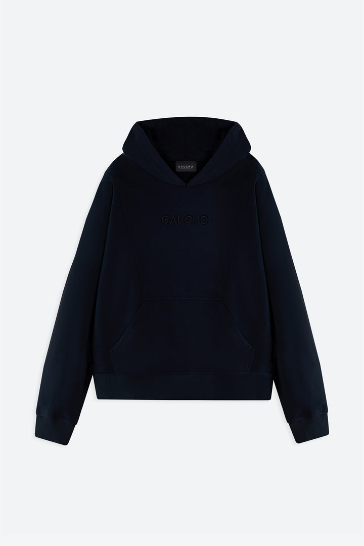 Black hoodie on a light gray background