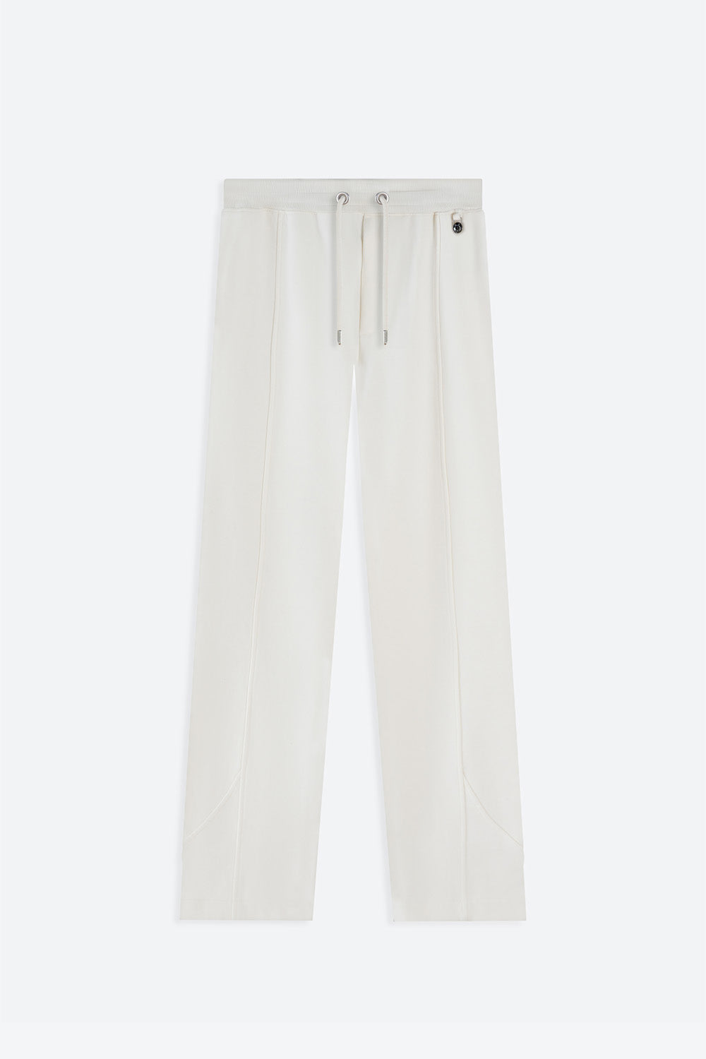 White pants with drawstring on a white background