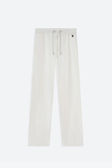 White pants with drawstring on a white background