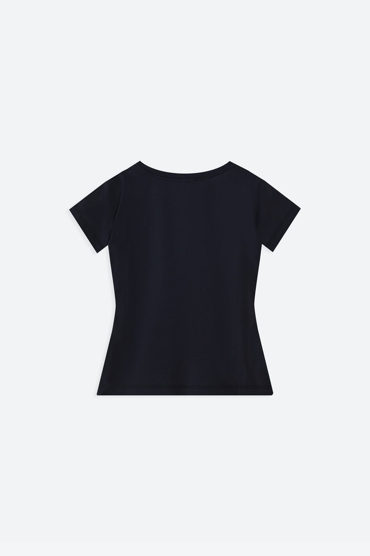 Black t-shirt on a white background