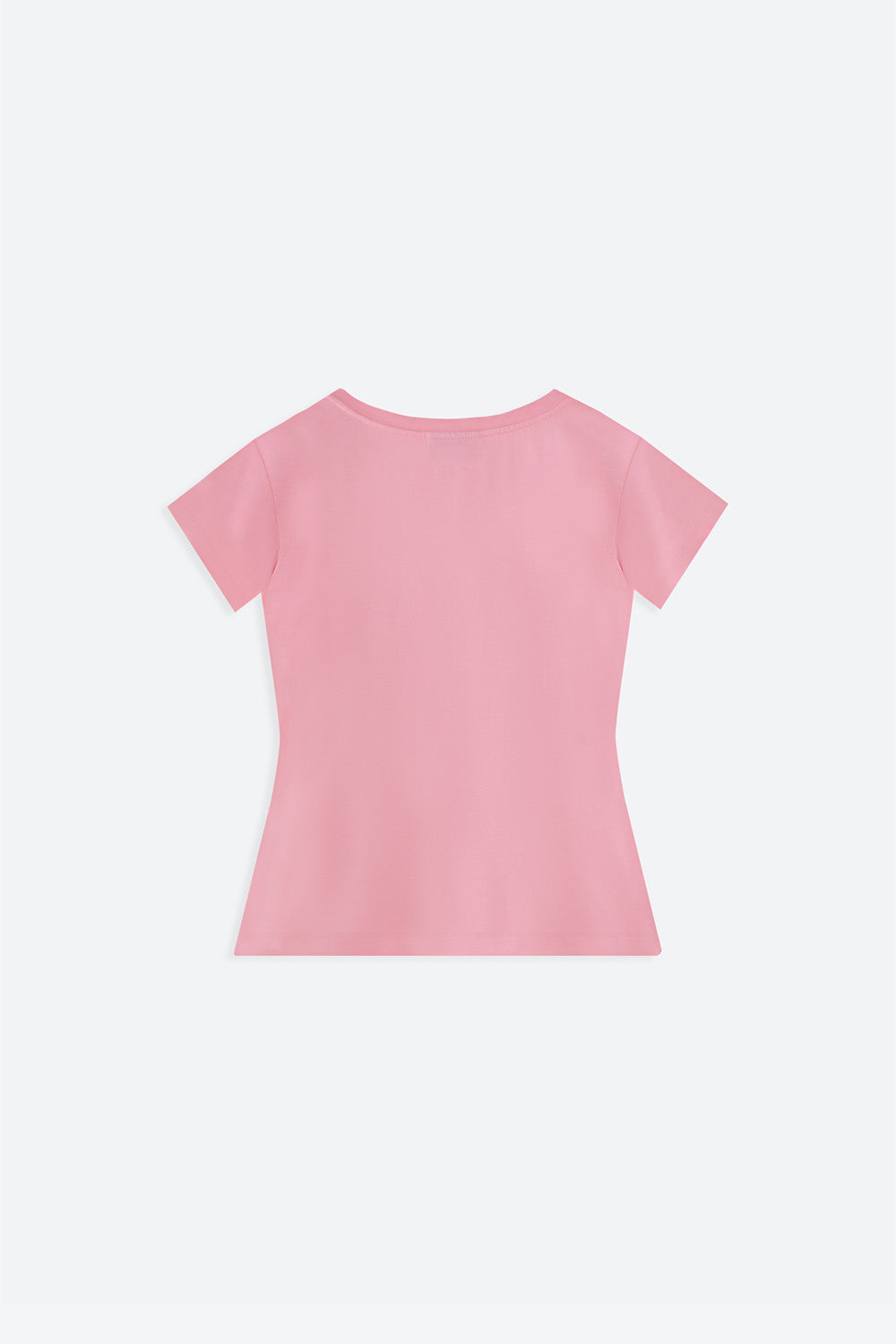 Pink t-shirt on a light gray background