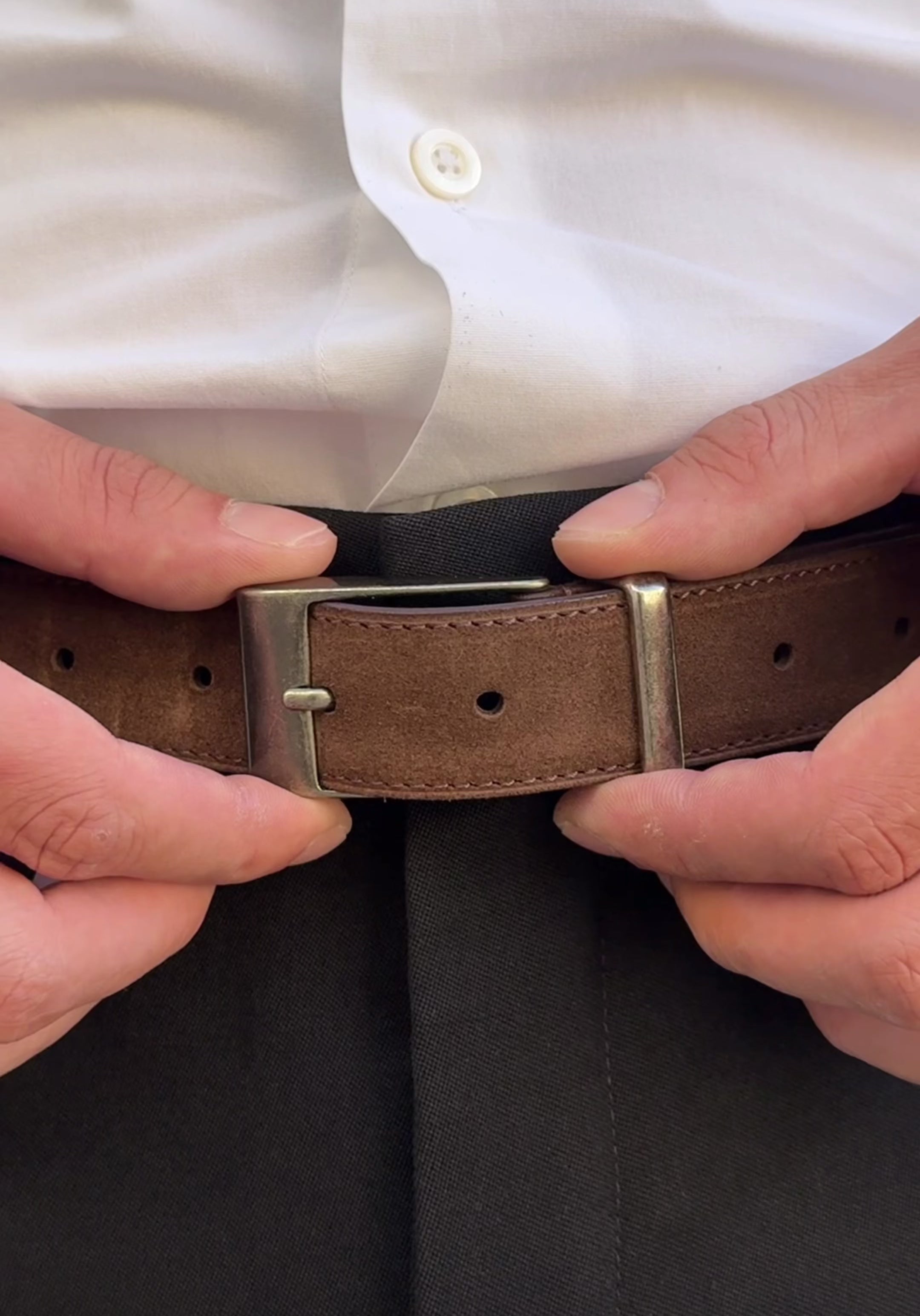 Augusto Heartbeat Suede Belt in Coffee Bean Brown