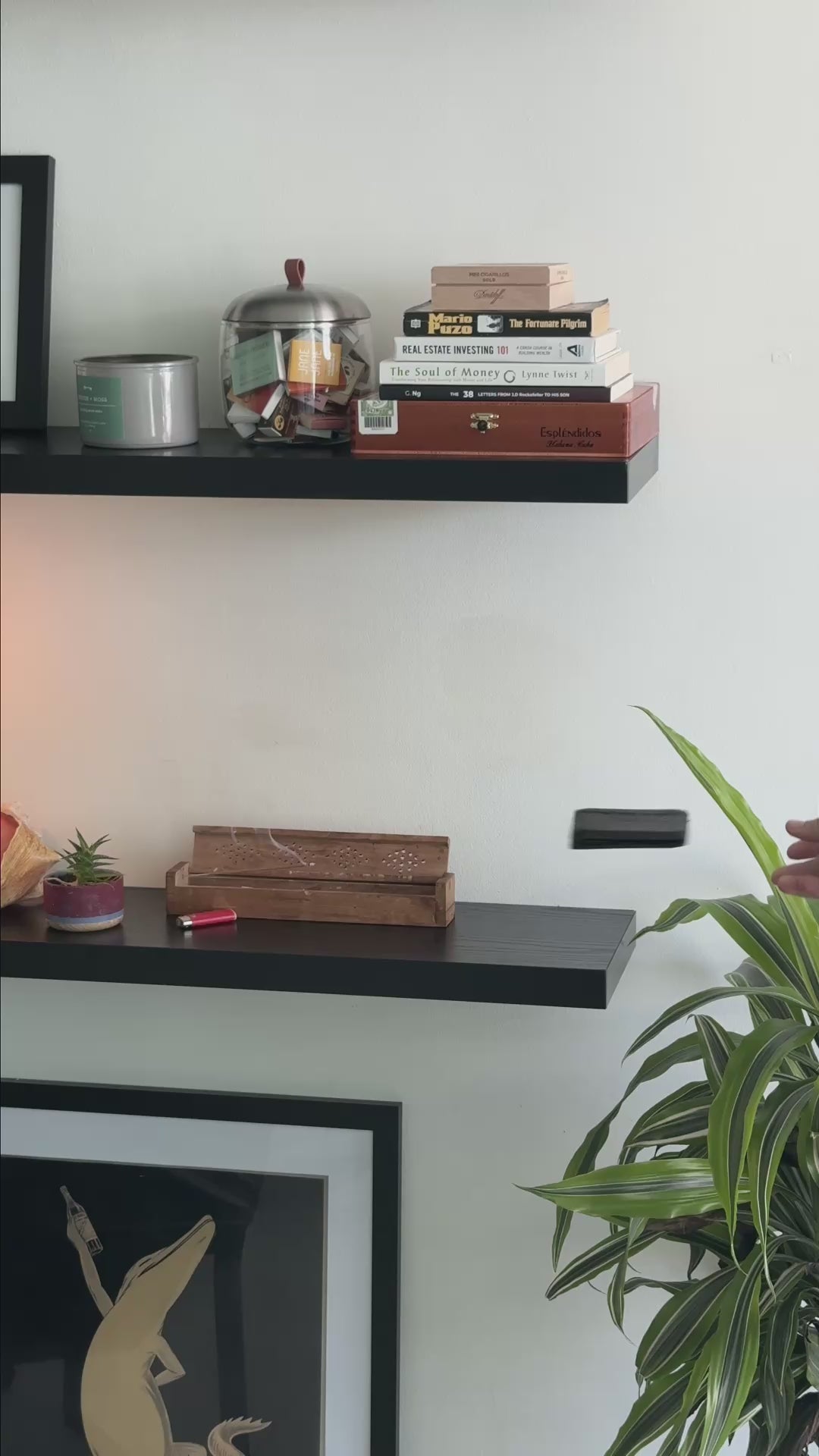 Large Square Leather Valet Tray in Black