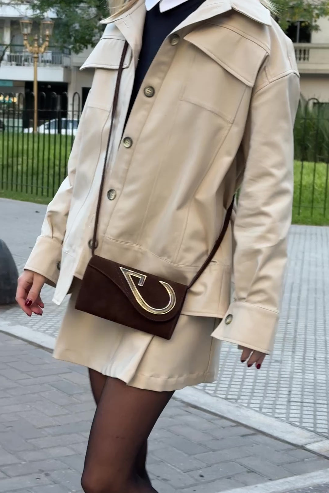 Josefina Suede Clutch Bag in Coffee Bean Brown