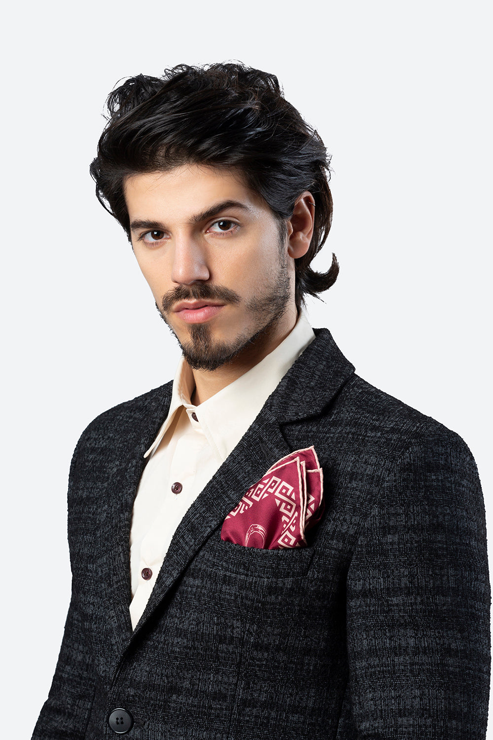 Silk Herradura Pocket Square in Burgundy