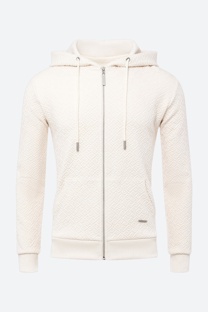 Men's Alsina Gaucho Pattern Zip Hoodie in Cream L