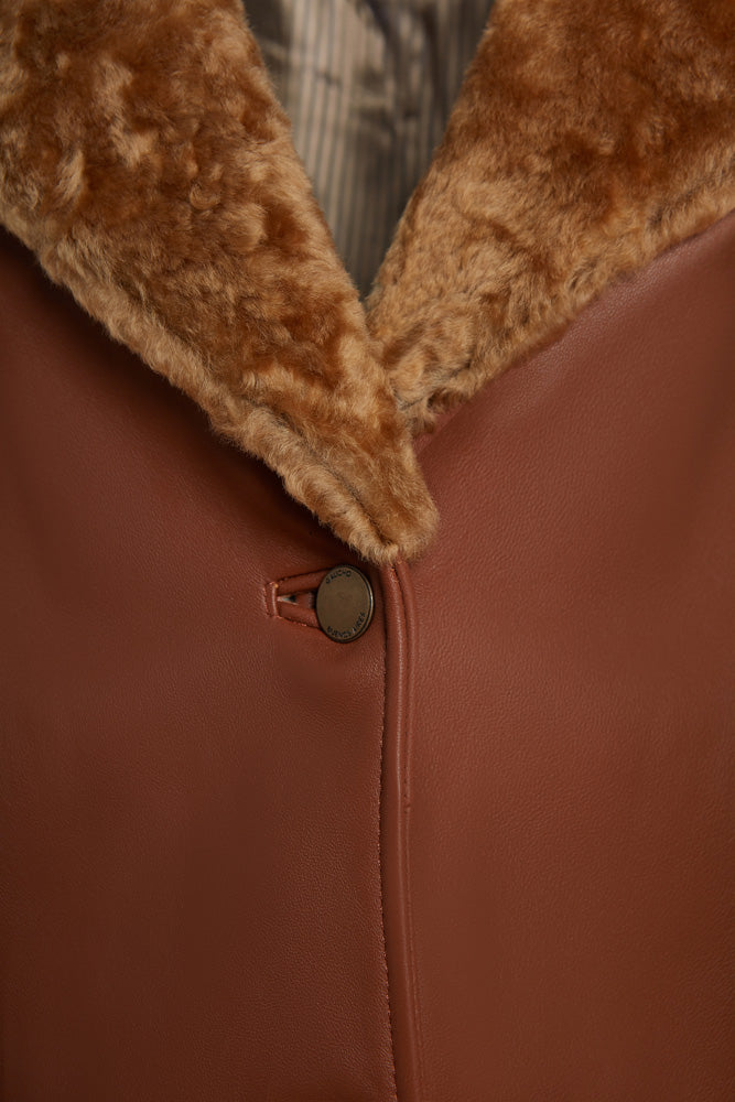 Lavalle Shearling Collar Jacket in Cognac