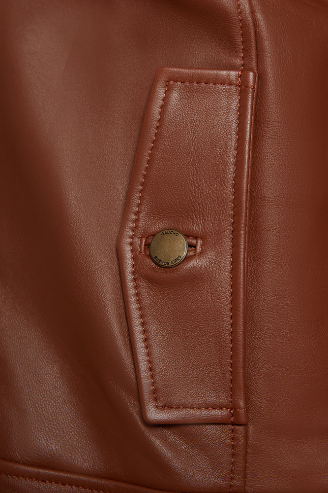 Lavalle Shearling Collar Jacket in Cognac