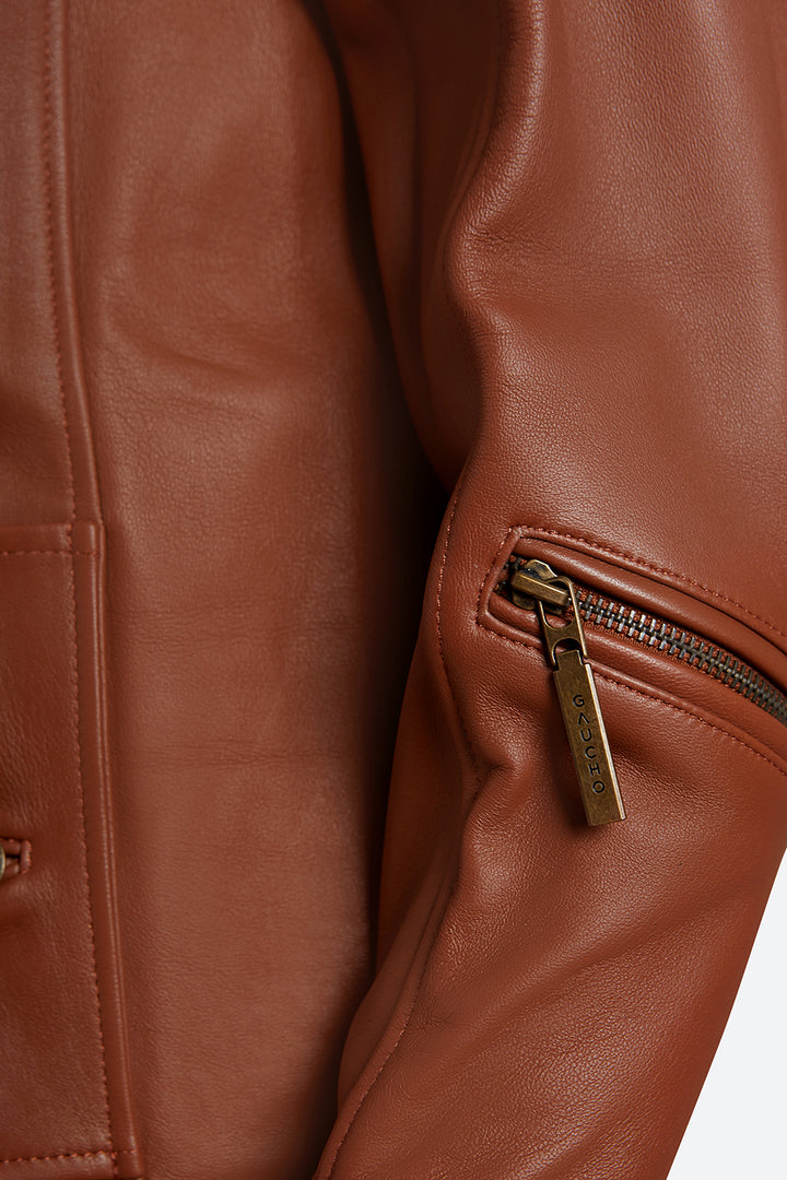 Lavalle Shearling Collar Jacket in Cognac