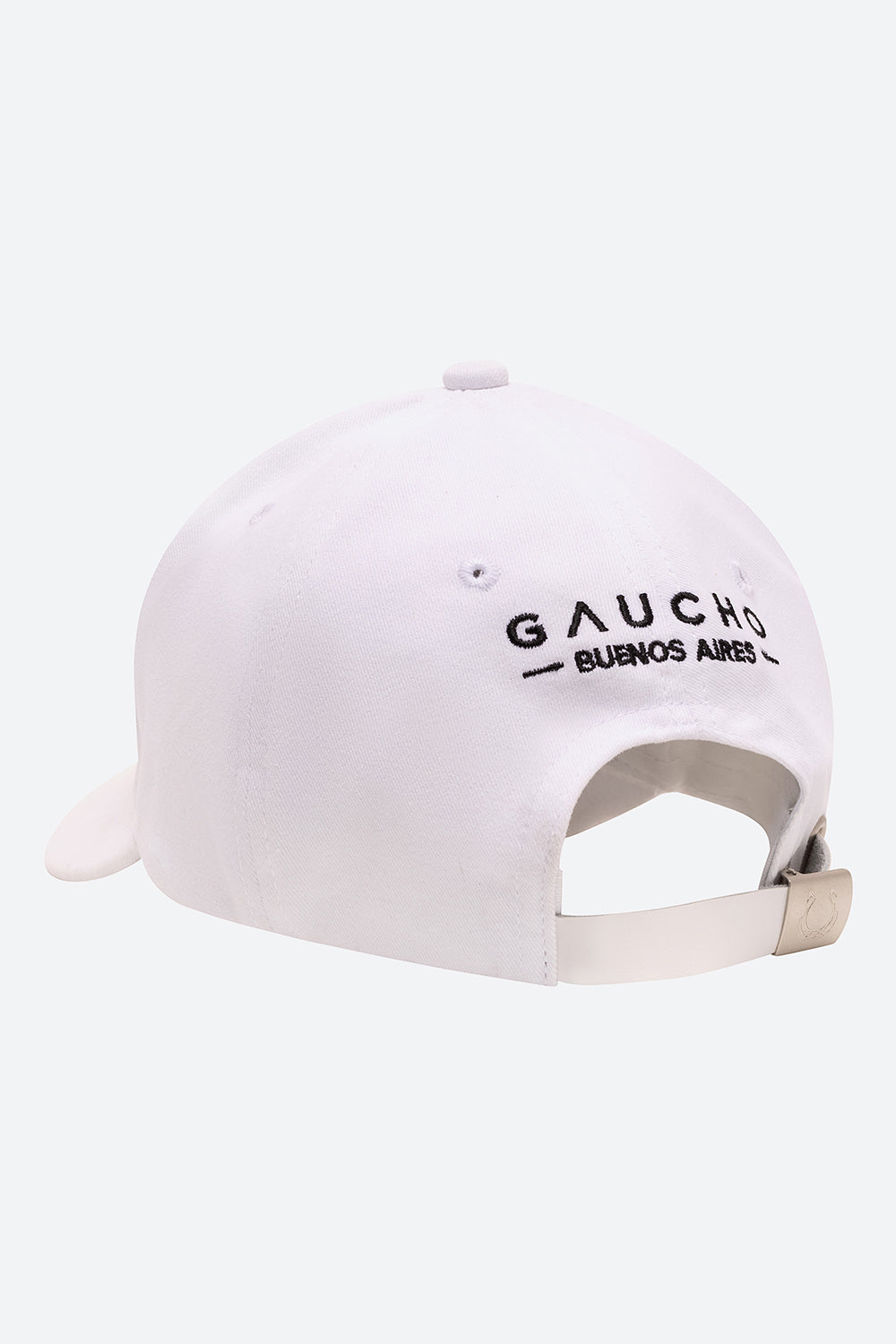 Iconic Gaucho Cap in White with Black Embroidery