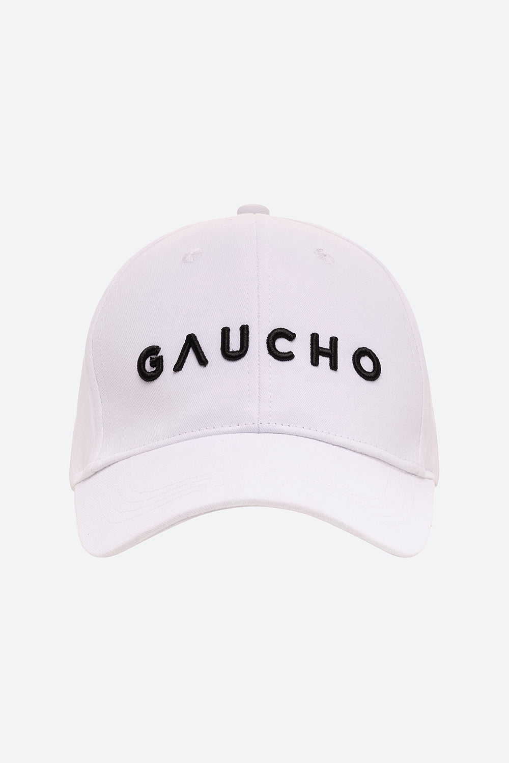 Iconic Gaucho Cap in White with Black Embroidery