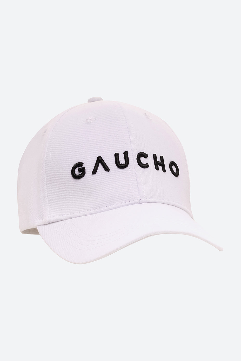 Iconic Gaucho Cap in White with Black Embroidery