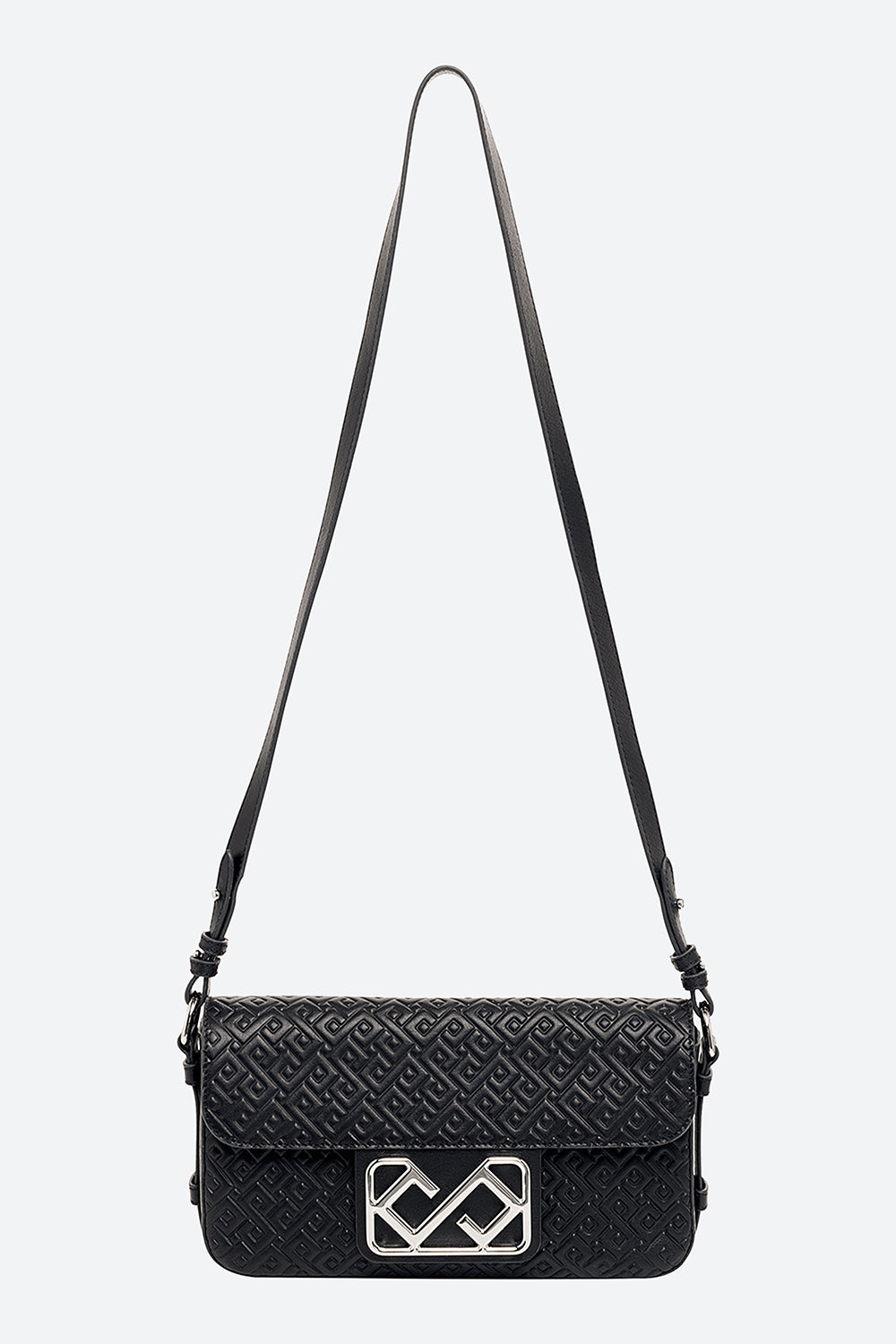 Malvina Baguette Handbag in Black, with Polished Chrome Hardware