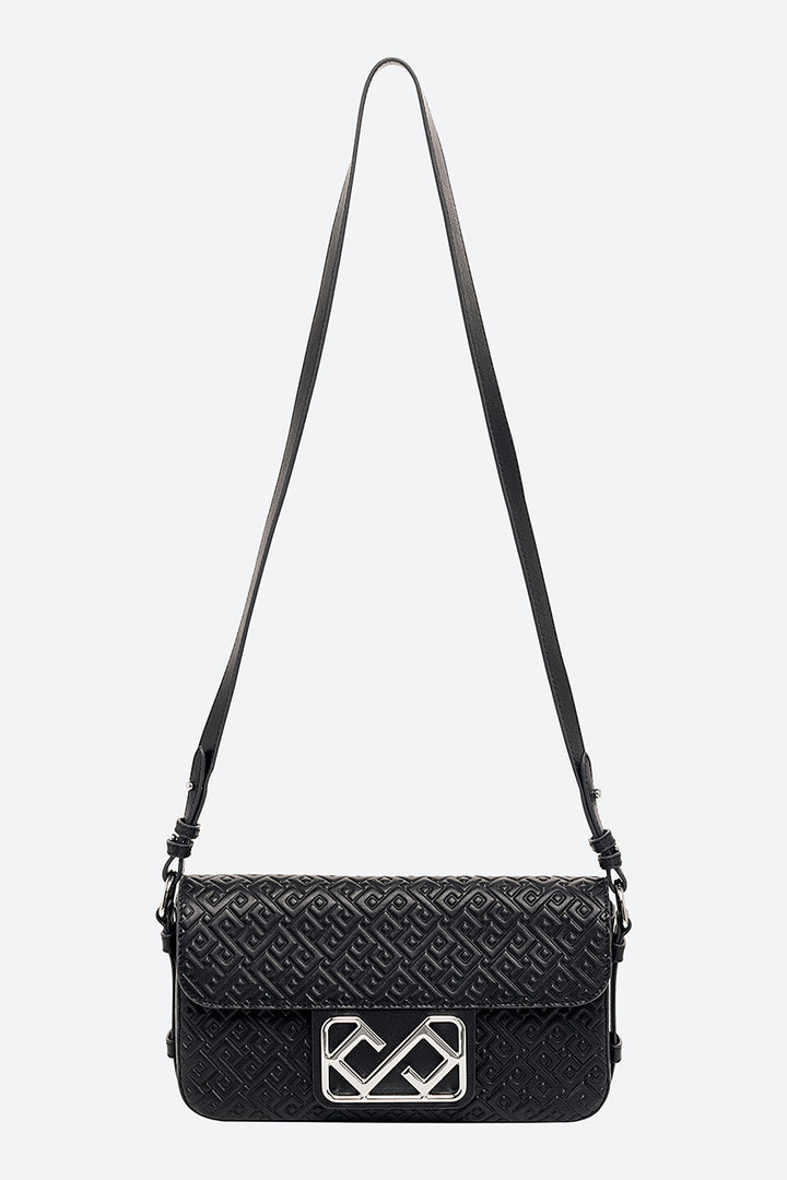 Malvina Baguette Handbag in Black, with Polished Chrome Hardware