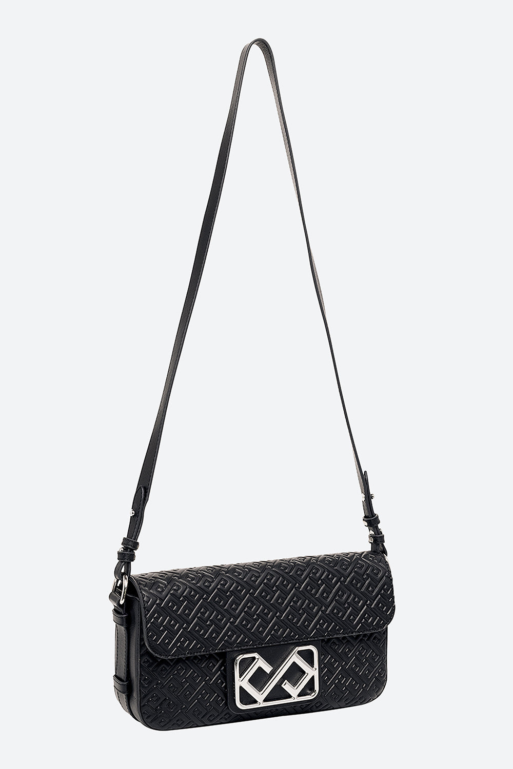 Malvina Baguette Handbag in Black, with Polished Chrome Hardware