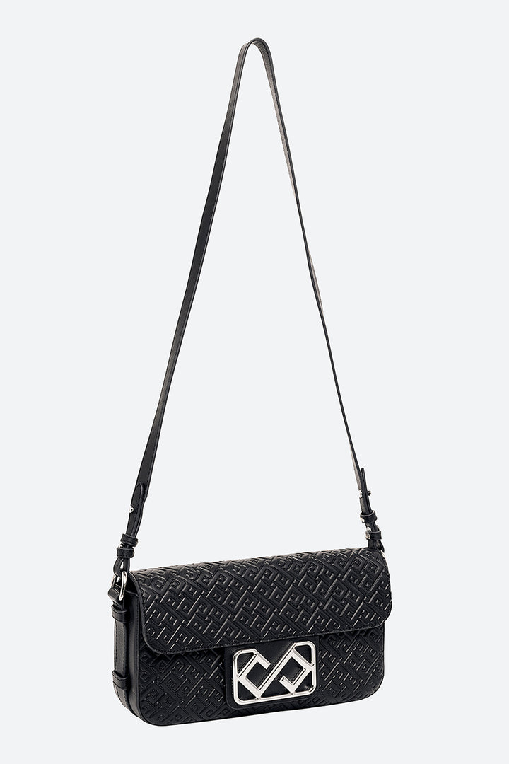 Malvina Baguette Handbag in Black, with Polished Chrome Hardware