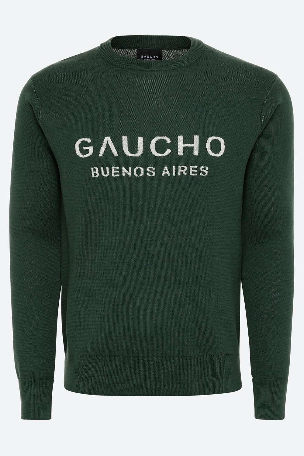 Ivo Cotton Knit Logo Back Sweater in Green and Off-White