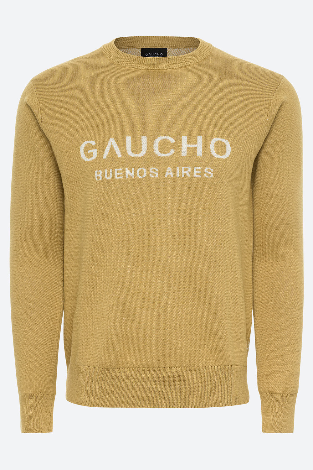 Ivo Cotton Knit Logo Back Sweater in Camel and Off-White