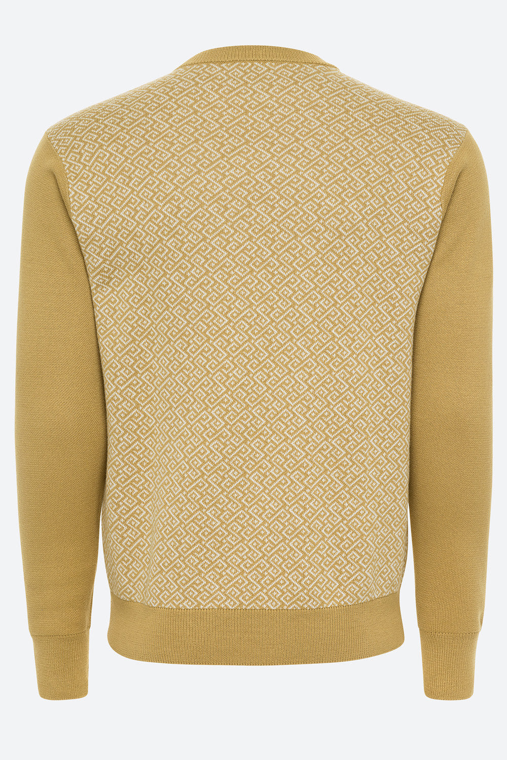 Ivo Cotton Knit Logo Back Sweater in Camel and Off-White