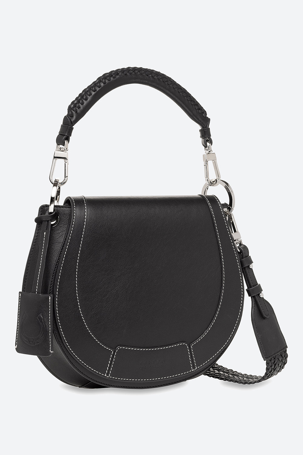 The Lucky Bag, Leather Saddle Bag in Black