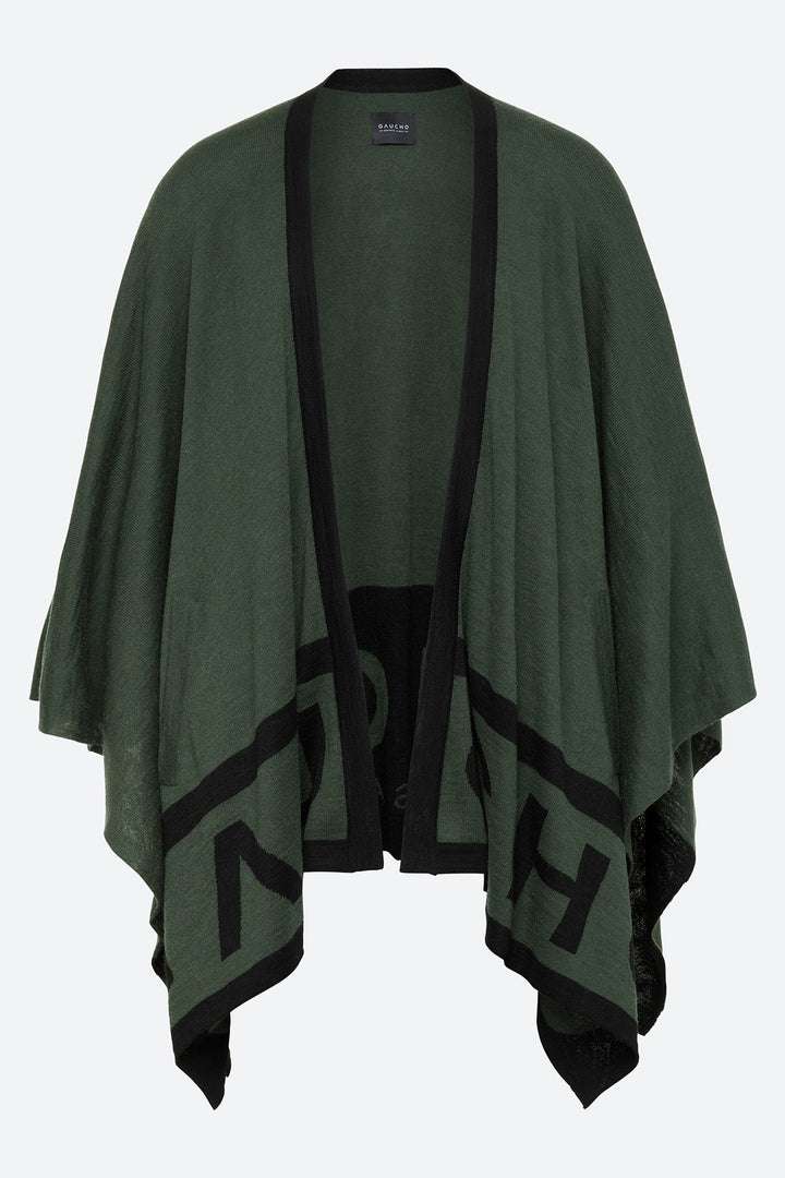 Gaucho Alpaca Blend Ruana in Green and Black