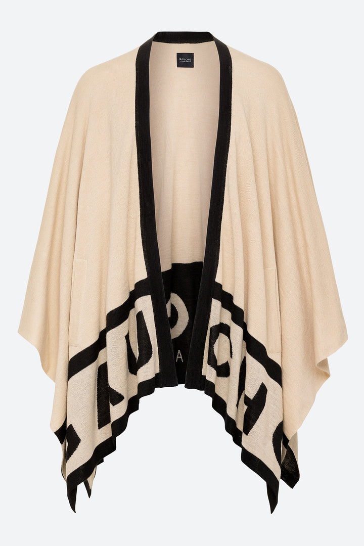 Gaucho Alpaca Blend Ruana in Beige and Black