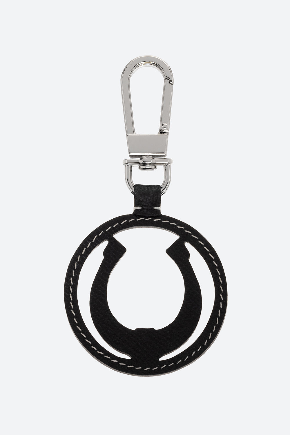 Lucky Horseshoe Charm in Black, with Polished Nickel Hardware