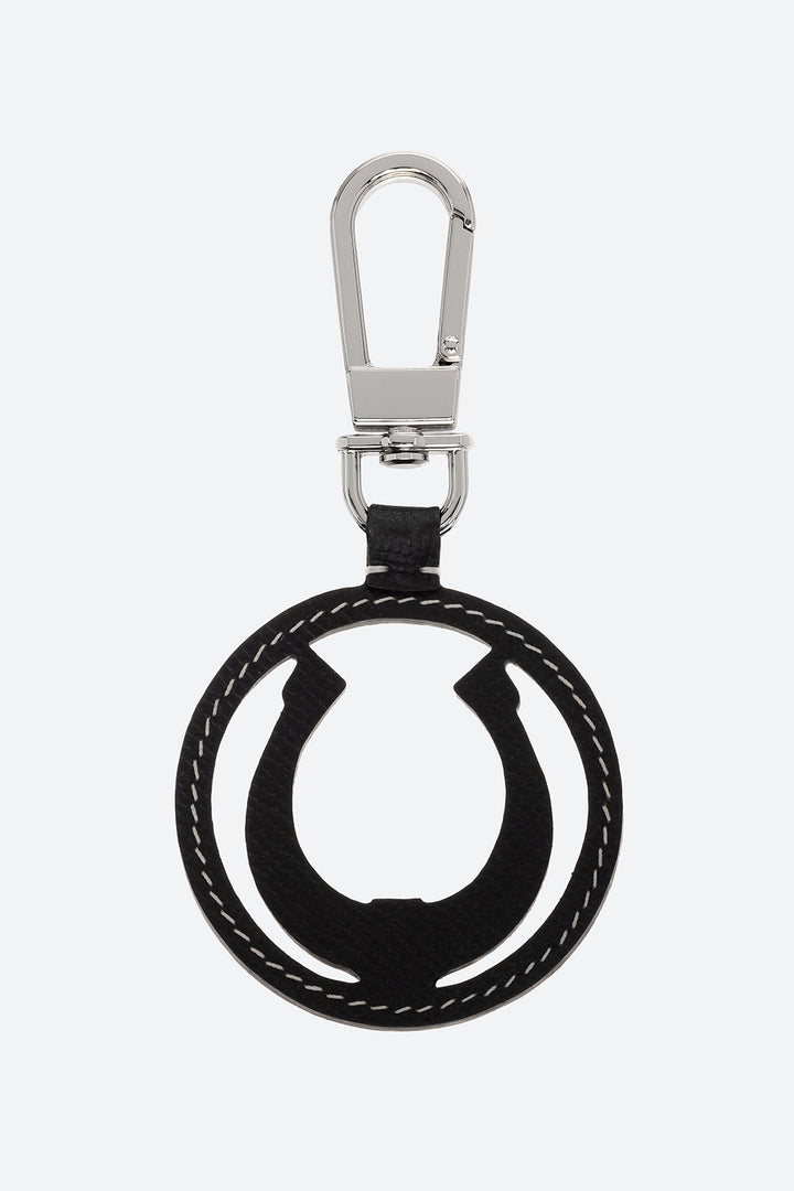 Lucky Horseshoe Charm in Black, with Polished Nickel Hardware