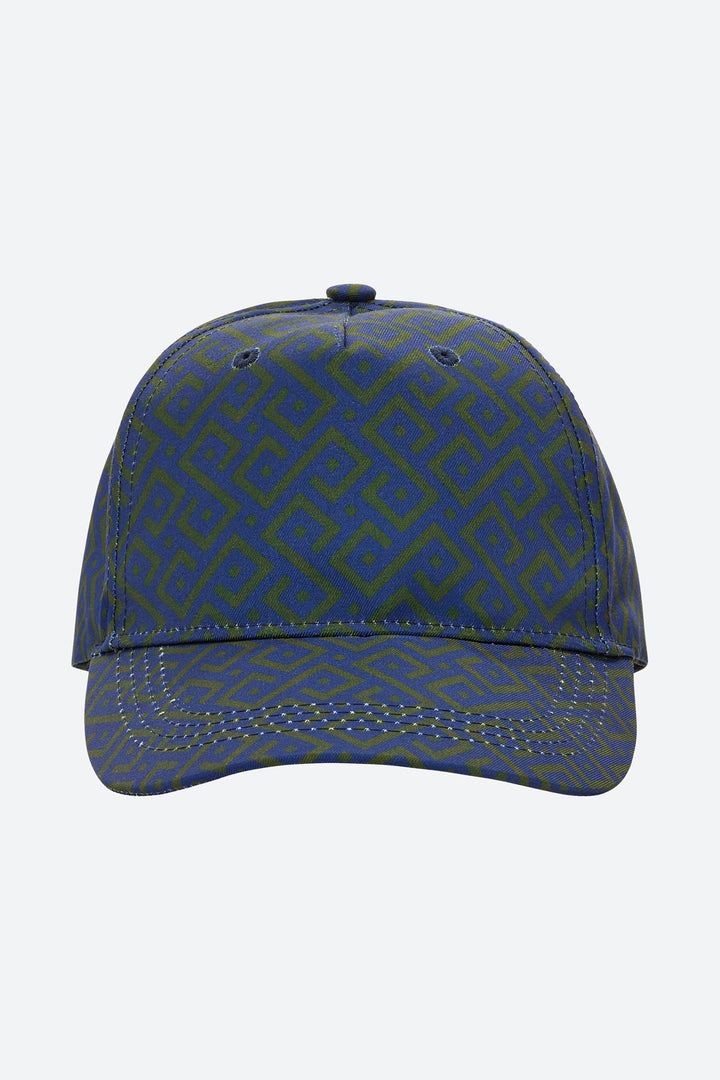 Gaucho Allover Print Cap in Navy and Olive