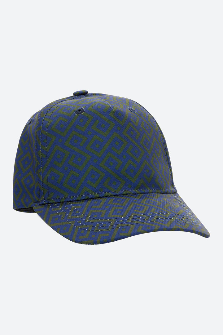 Gaucho Allover Print Cap in Navy and Olive