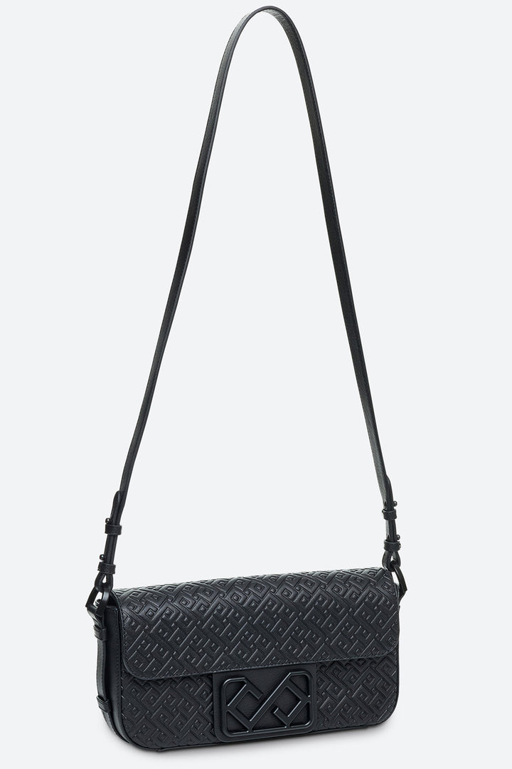 Malvina Baguette Handbag in Black, with Matte Black Hardware