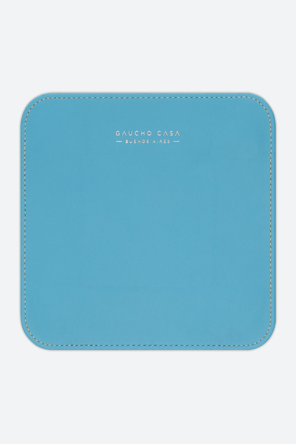 Small Square Leather Valet Tray in Light Blue