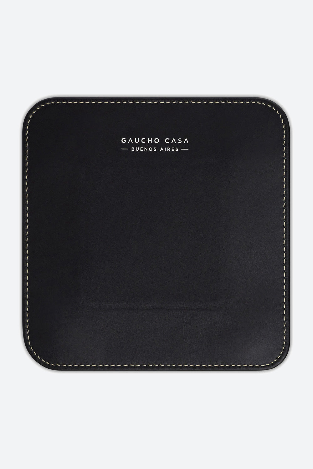 Small Square Leather Valet Tray in Black