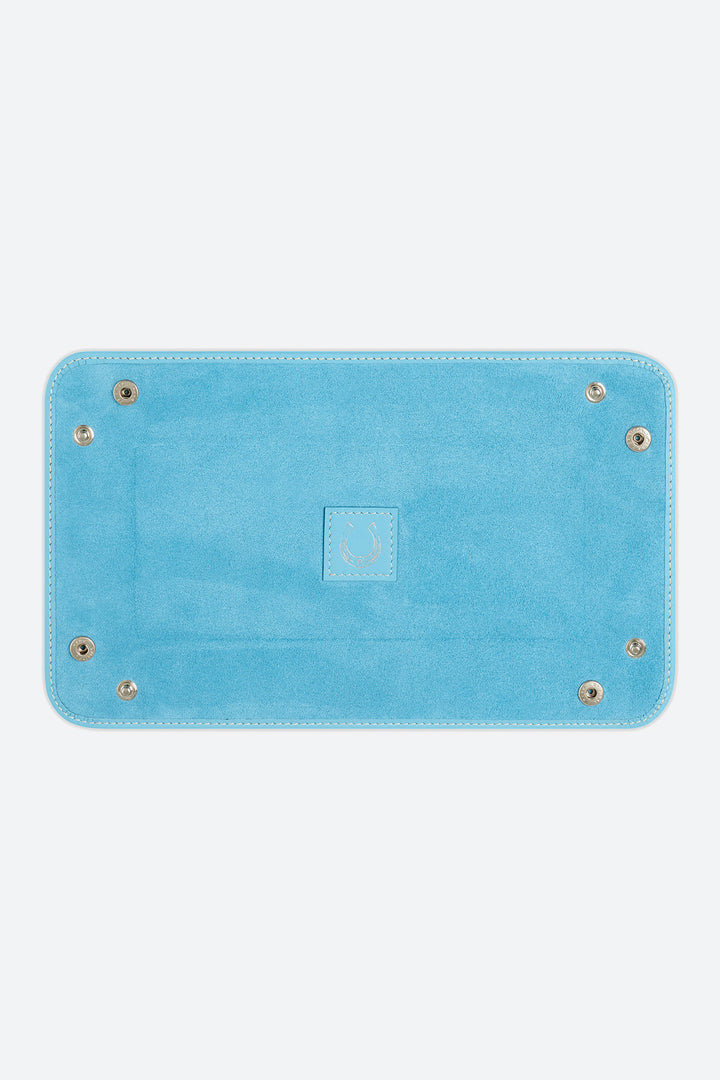 Medium Rectangular Leather Valet Tray in Light Blue