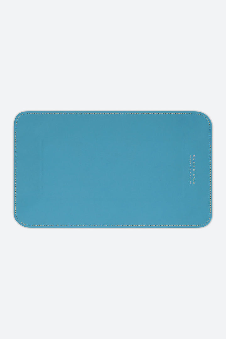 Medium Rectangular Leather Valet Tray in Light Blue