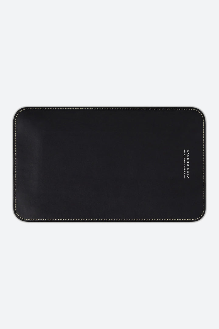 Medium Rectangular Leather Valet Tray in Black