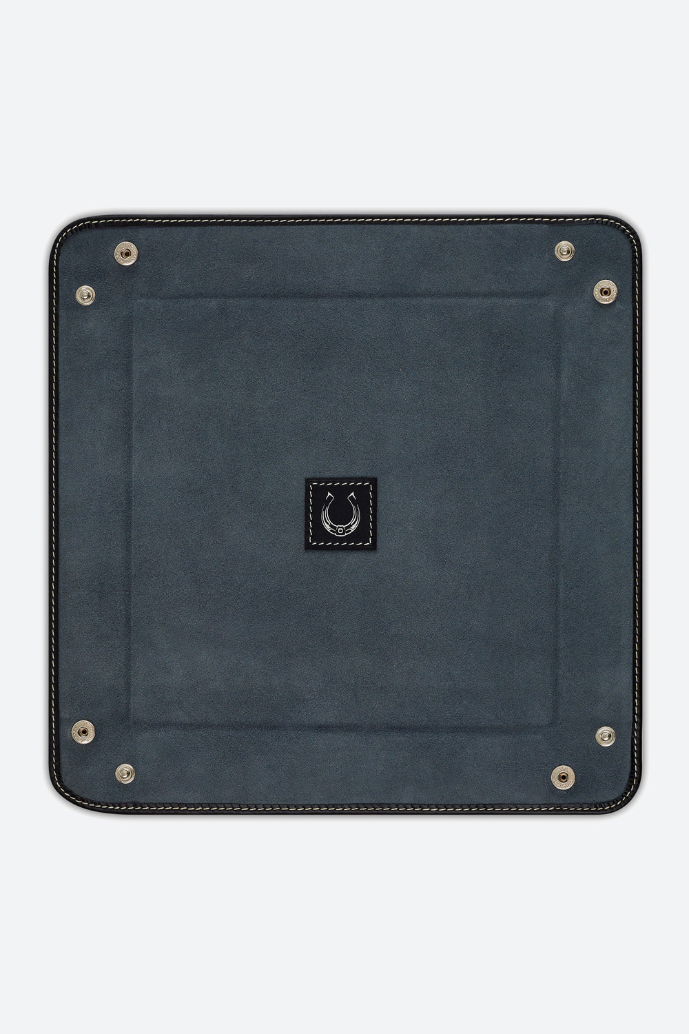 Large Square Leather Valet Tray in Black
