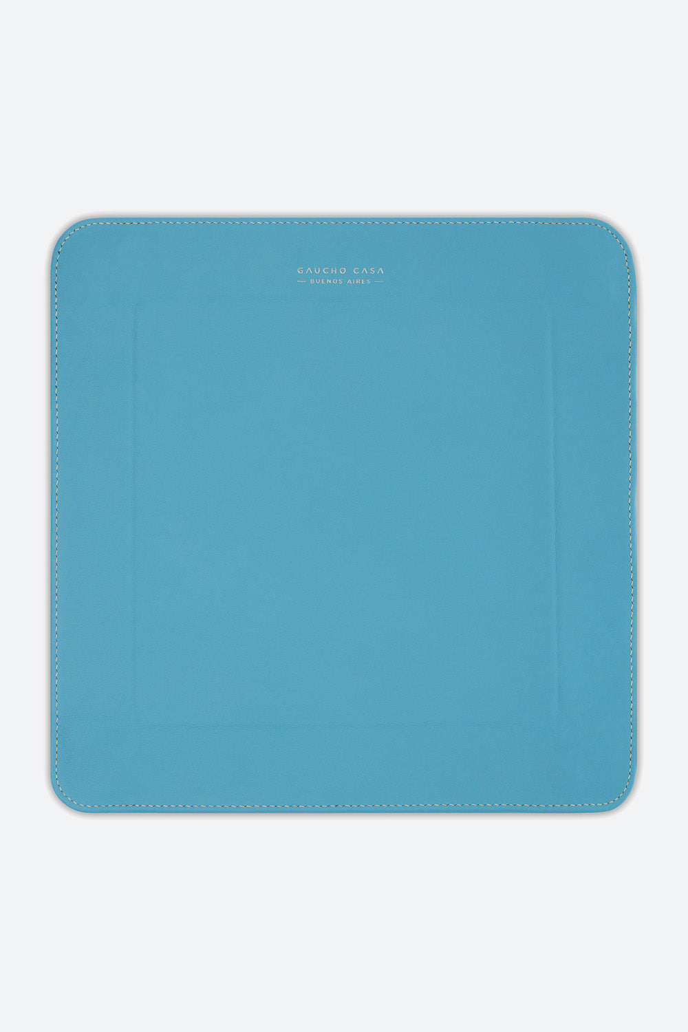 Large Square Leather Valet Tray in Light Blue