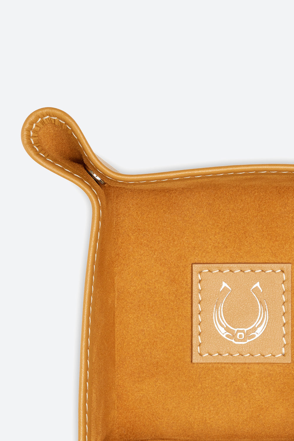 Small Square Leather Valet Tray in Apricot