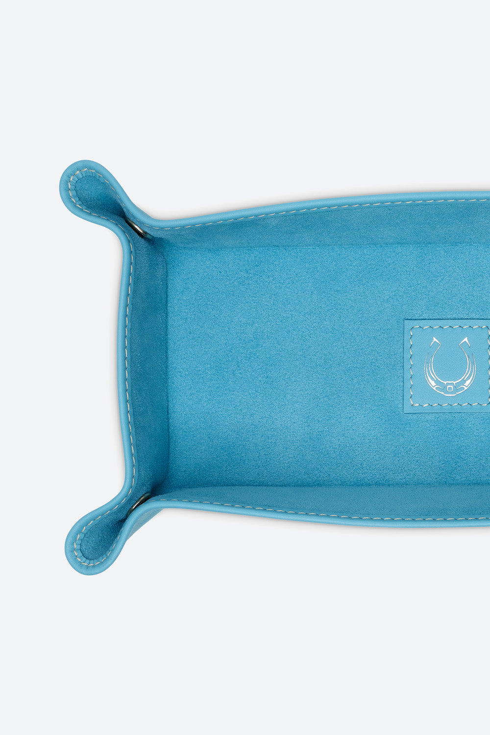 Medium Rectangular Leather Valet Tray in Light Blue